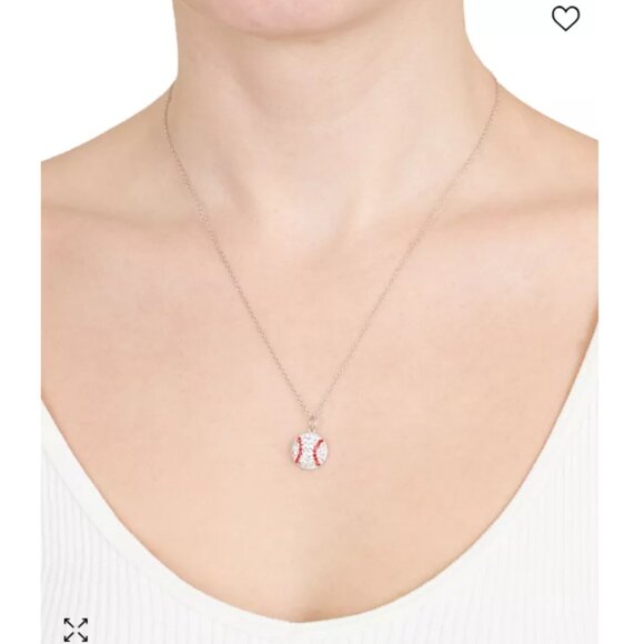 Macy's GIANI BERNINI Crystal Baseball 18" Pendant Necklace in Sterling Silver - Picture 12 of 12